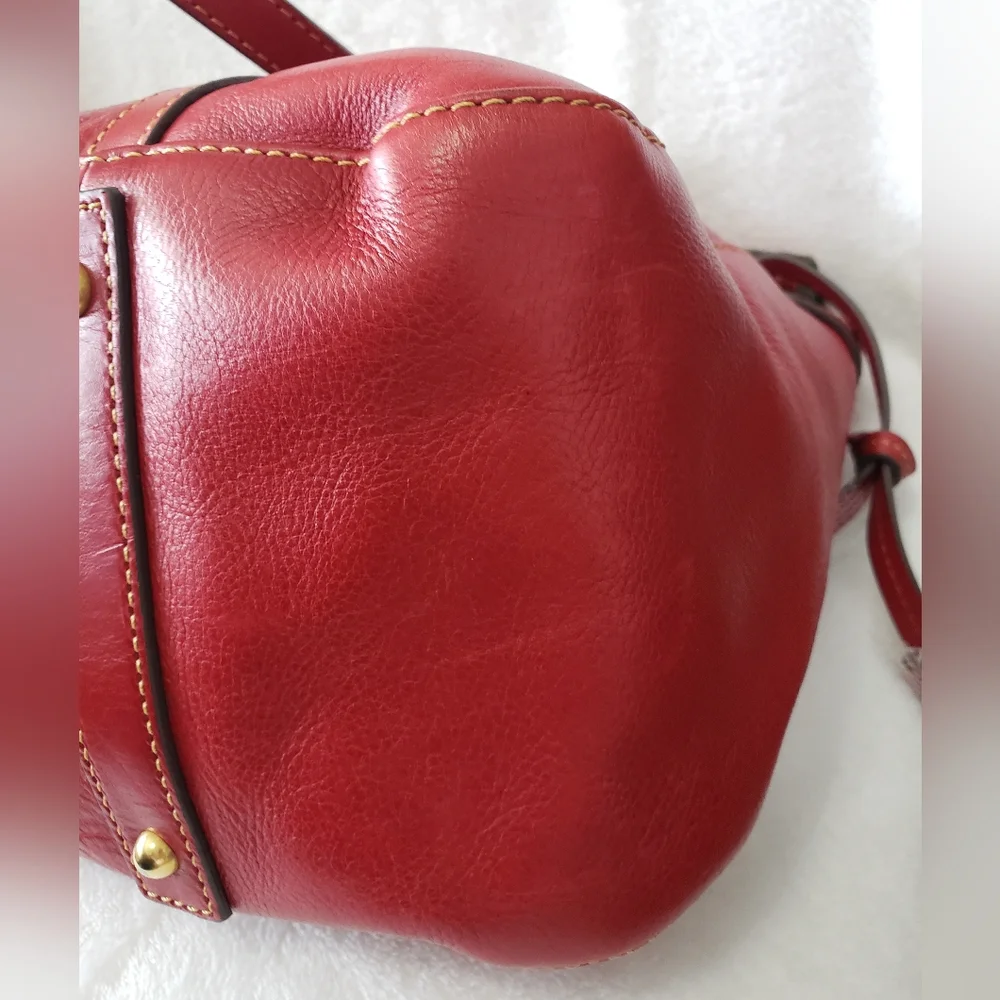 Dooney & Bourke Red Shoulder Bag with Gold Accents - Picture 5 of 8